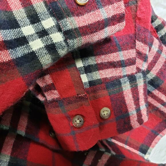 John Blair Men's Flannel Shirt Red Plaid Size XL Chest Pockets Button Down - Picture 5 of 9